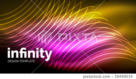 Abstract wave on dark background, shiny glowing 39499034