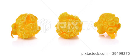 Cheese Popcorn on white background 39499270