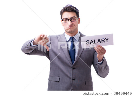 Businessman asking for salary increase isolated on Businessman asking for salary increase isolated on 39499449