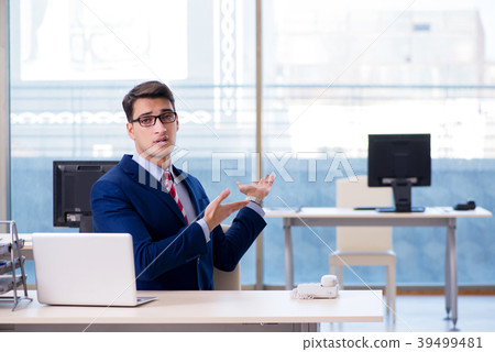 Businessman employee unhappy about absent employee Businessman employee unhappy about absent employee 39499481