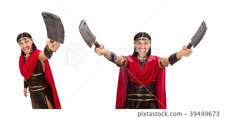 Gladiator with cleaver isolated on white 39499673