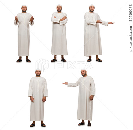Concept with arab man isolated on white 39500088