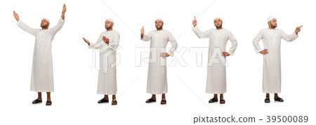 Concept with arab man isolated on white 39500089