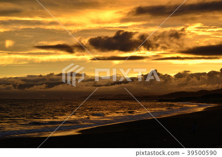 Sunset sea Coast Chigasaki Sagami Bay coastline beach border Sunset sea Coast Chigasaki Sagami Bay coastline beach border 39500590