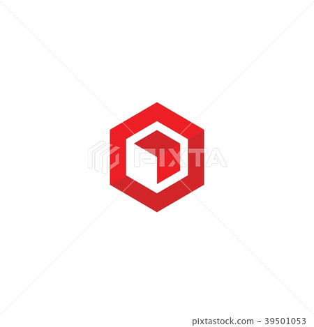 hexagon box arrow, abstract polygon logo 39501053