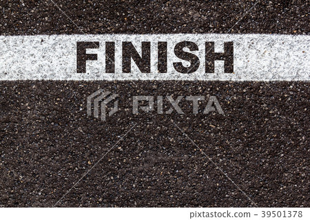 word finish in white line on asphalt road texture 39501378