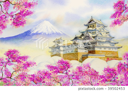 Himeji Castle and full sakura cherry blossom. Himeji Castle and full sakura cherry blossom. 39502453