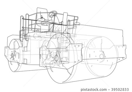Asphalt compactor outlined vector Asphalt compactor outlined vector 39502833
