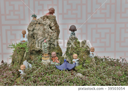 the Bonsai in a zen garden at the flower show the Bonsai in a zen garden at the flower show 39503054