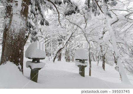 Okamisan Shrine approach to snowfall Okamisan Shrine approach to snowfall 39503745