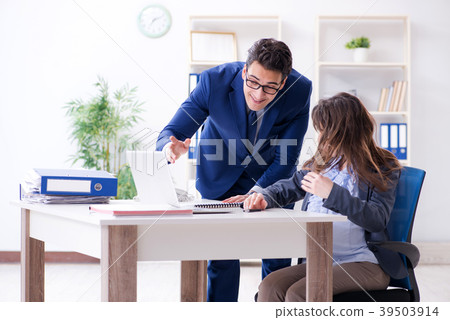 Pregnant woman struggling in the office and 39503914