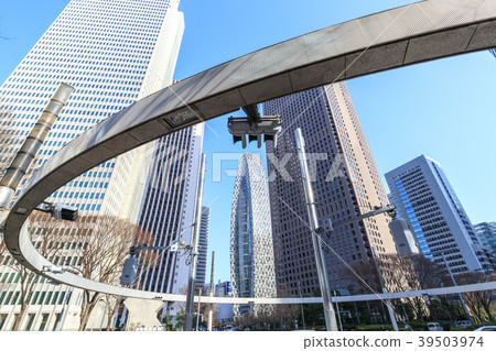 Urban scenery Shinjuku buildings and blue sky raised from the Shinjuku Police Station back intersection Urban scenery Shinjuku buildings and blue sky raised from the Shinjuku Police Station back intersection 39503974
