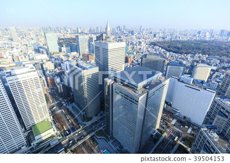 俯瞰新宿大廈的城市風景 照片素材 圖片 圖庫