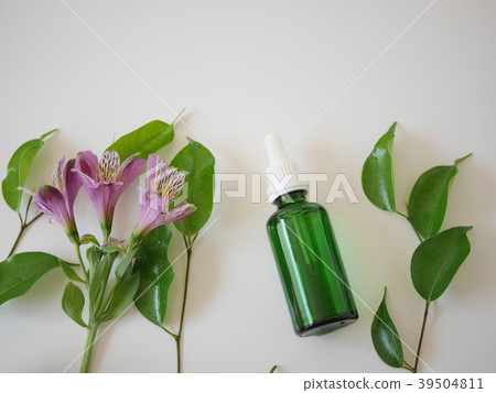 natural skincare cosmetic and organic green leaf. 39504811
