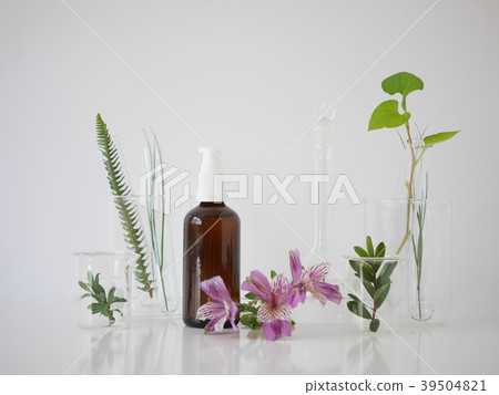 natural skincare cosmetic and organic green leaf. 39504821