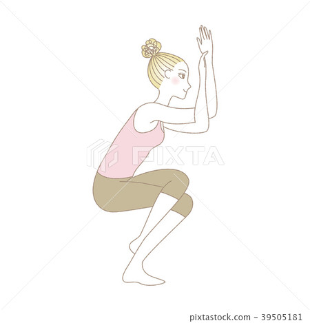Young woman doing yoga eagle pose 39505181