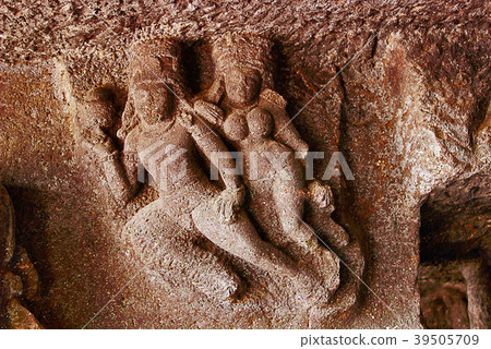 Cave 9, interior carved couple figure Cave 9, interior carved couple figure 39505709