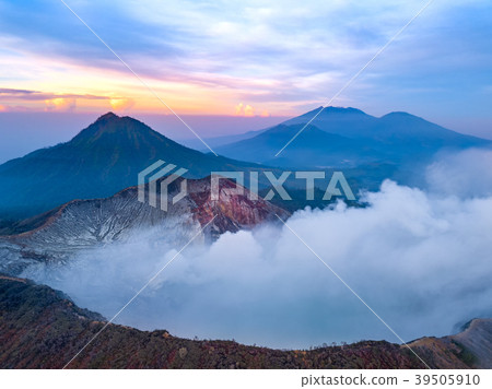Active Volcano at Dawn on the Java Island. Aerial Active Volcano at Dawn on the Java Island. Aerial 39505910