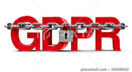 Red word GDPR with chain and lock 39506092