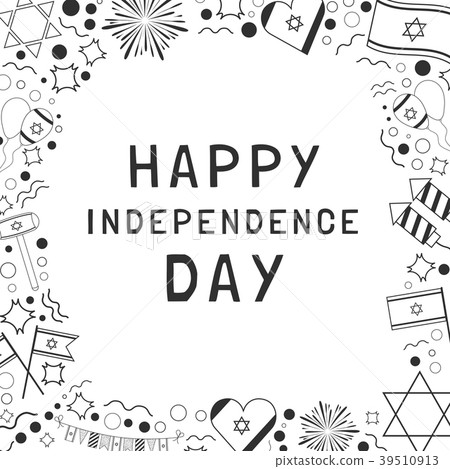 Frame with Israel Independence Day black icons Frame with Israel Independence Day black icons 39510913