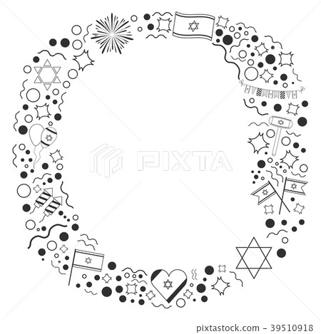 Frame with Israel Independence Day black icons Frame with Israel Independence Day black icons 39510918