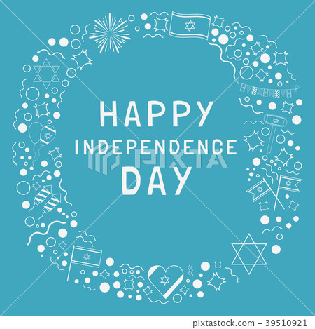 Frame with Israel Independence Day white icons Frame with Israel Independence Day white icons 39510921