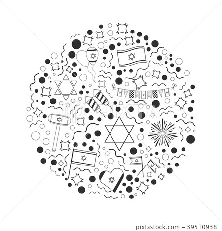 Israel Independence Day holiday black round shape Israel Independence Day holiday black round shape 39510938