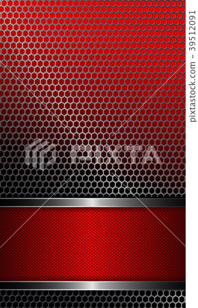 Design with a metal grille and a red frame. 39512091