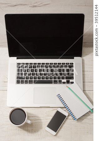 Top view on a laptop, notebook, mobile phone Top view on a laptop, notebook, mobile phone 39512144