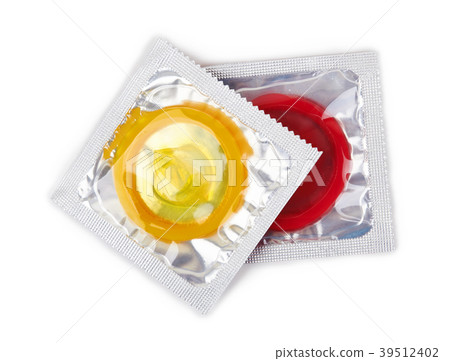 Colorful condoms isolated Colorful condoms isolated 39512402