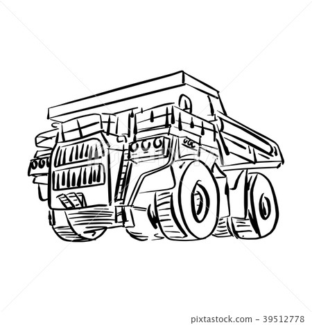 doodle outline front view of big mining truck doodle outline front view of big mining truck 39512778