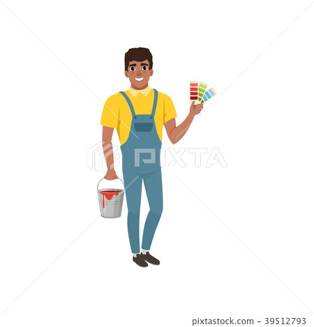 Male painter in uniform standing and holding Male painter in uniform standing and holding 39512793