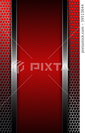 Background with a metal grille and a red frame. 39513644