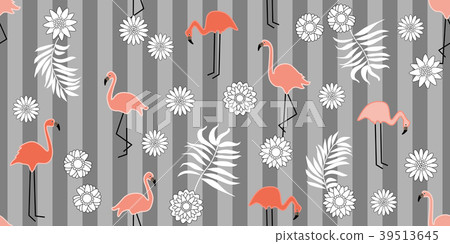 Pink flamingos on grey geometric background. Pink flamingos on grey geometric background. 39513645
