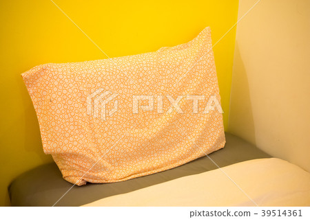 Closeup of new bed comforter with pillow Closeup of new bed comforter with pillow 39514361