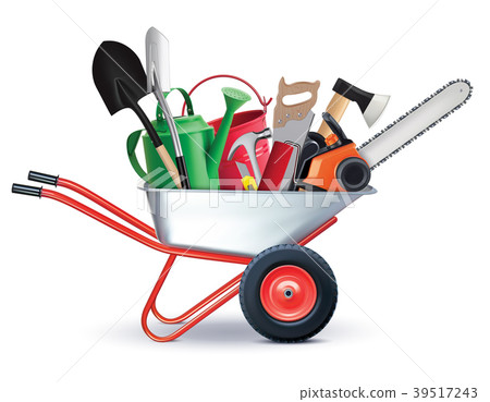 Wheelbarrow with Garden Accessories. Wheelbarrow with Garden Accessories. 39517243