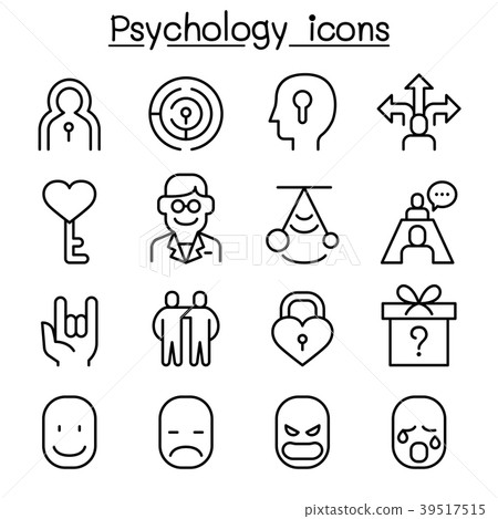 Psychology icon set in thin line style - Stock Illustration [39517515 ...