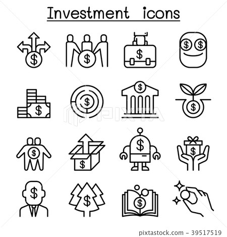 Business Investment icon set in thin line style - Stock Illustration ...