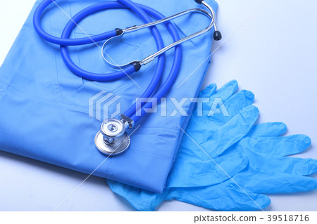 Medical stethoscope, gloves, RX prescription, and 39518716