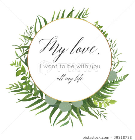 Vector floral greeting card with tropical greenery Vector floral greeting card with tropical greenery 39518758