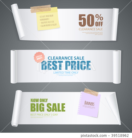 Realistic Scroll Paper Banners Realistic Scroll Paper Banners 39518962