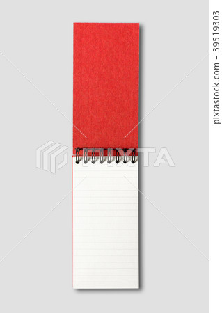 Blank open spiral notebook isolated on grey 39519303