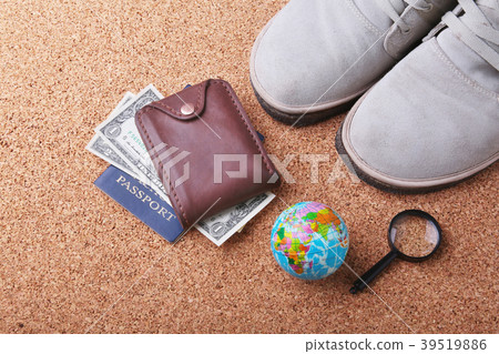 Set of men's accessories for the tourist on a Set of men's accessories for the tourist on a 39519886