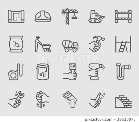 Construction working line icon - Stock Illustration [39526073] - PIXTA