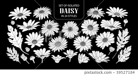 Set of isolated white silhouette daisy. 39527184