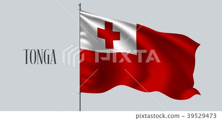 Tonga waving flag on flagpole vector illustration 39529473