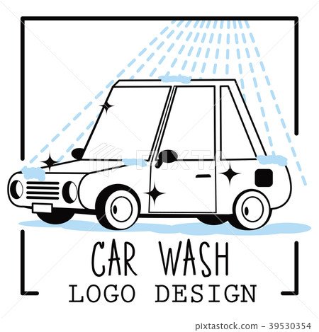 Car wash cartoon logo on light background. Flat  39530354