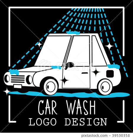 Car wash cartoon logo on blackboard. Flat vector Car wash cartoon logo on blackboard. Flat vector 39530358