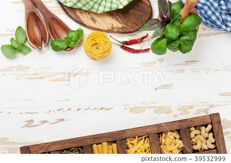 Cooking table with utensils and ingredients 39532999