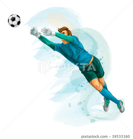 Football goalkeeper jump 39533160